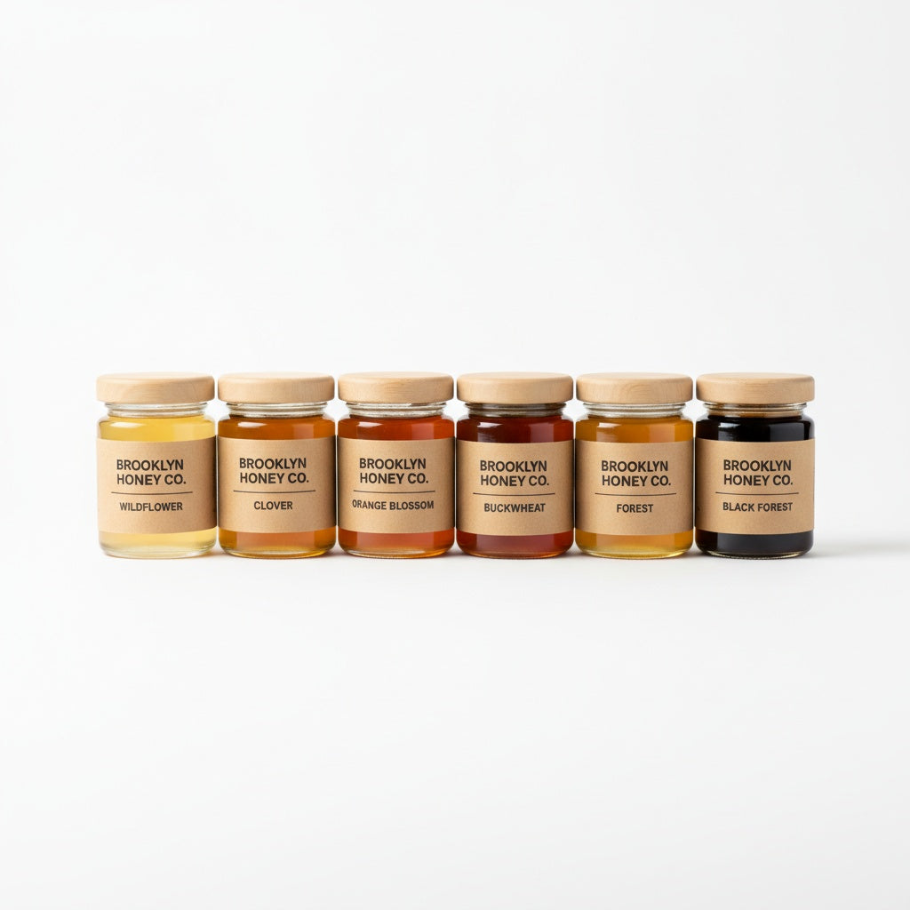 Brooklyn Hive six-jar honey sampler set